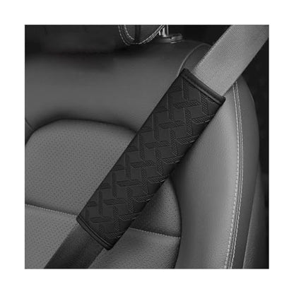2PCS Car Seatbelt Cover, 9.05 Inches Soft Leather Vehicle Safety Seat Belt Strap Cushion, Comfortable Auto Shoulder Neck Chest Protection Pads Accessories, Extremely Long (Black) - color: Black/9 inches