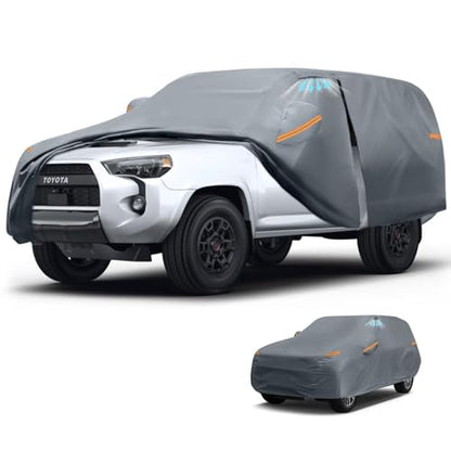 Waterproof Toyota 4Runner(2002-2026) Car Cover with Breathable Vents, [2026 Upgrade] Premium Covers with Cotton Liner and Zipper Door, Sun Rain Snow Dust Uv Protection.(Gift with Towel) - color: SUV Car Cover, size: Custom Fit Toyota 4Runner+Towel+Bag