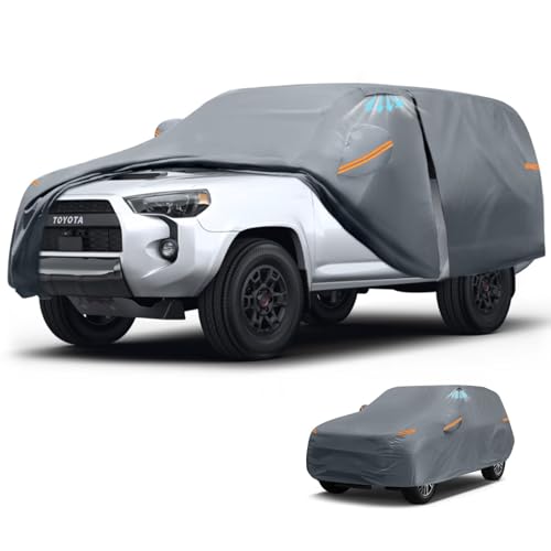 Waterproof Toyota 4Runner(2002-2026) Car Cover with Breathable Vents, [2026 Upgrade] Premium Covers with Cotton Liner and Zipper Door, Sun Rain Snow Dust Uv Protection.(Gift with Towel) - color: SUV Car Cover, size: Custom Fit Toyota 4Runner+Towel+Bag