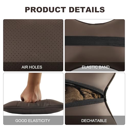 2 Pack Car Neck Pillow PU Leather Automotive Headrest Pillow for Car Support Neck Pain Relief Universal Car Pillow (Brown) - color: Brown