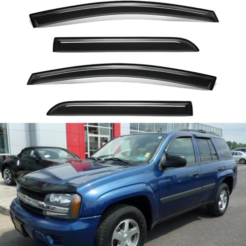 Wensdy 4pcs Side Window Wind Deflectors,Outside Mount Shade Sun rain Guards,Dark Smoke Visors for 2002-2009 Chevy Trailblazer/GMC Envoy, 94733 - size: 02-09 Trailblazer/Envoy