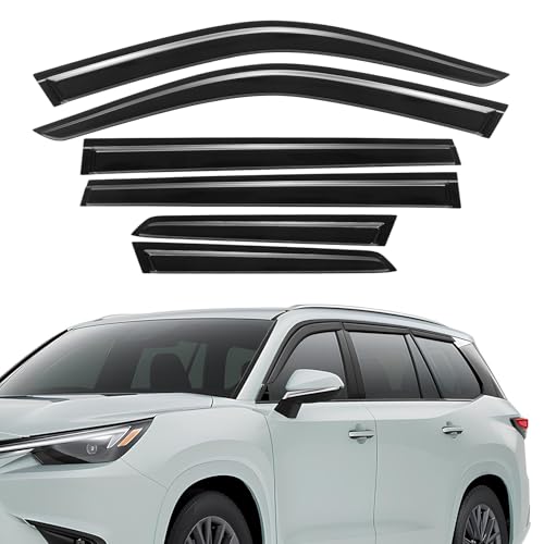Rain Guards Compatible with Lexus TX 2024 2025 2026, Out Channel Extra Durable Side Shatterproof Sun Window Deflectors 2024-2026 Lexus Tape-on Window Visor Deflectors Rain Guard Black 6 PCS - size: Fit for Lexus TX 2024-2026