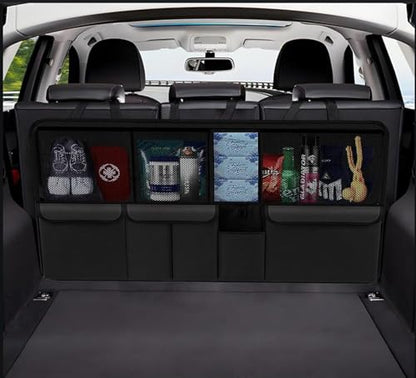 Car Trunk Organizer with 9 Large Pockets, Car Storage Organizer for SUV/MPV/Truck, Space Saver Travel Accessories (Black)