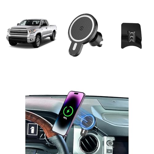 PZK Car Phone Mount for Toyota Tundra 2014 2015 2016-2020 2021 Accessories Custom Air Vent Car Phone Holder Magnetic 15W Fast Wireless Charger Hands Free 360° Rotation Cell Phone Automobile Cradles - color: Magsafe+ Wireless Charger, size: Tundra 2014-202