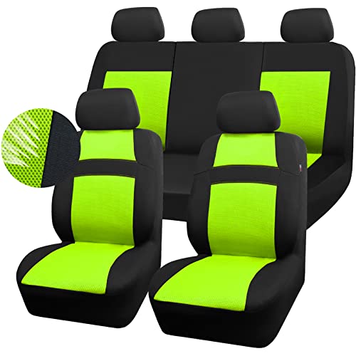 CAR PASS Seat Cover Full Sets, 3D Air Mesh Car Seat Cover with 5mm Composite Sponge Inside,Airbag Compatible Universal Fit for SUV,Vans,sedans, Trucks, Automotive Interior Covers(Lime Green) - color: Green, size: Full Sets