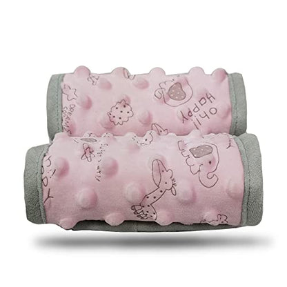 DODO NICI car seat Strap Cover for Baby, seat Belt Cover Cushion, Belt Pads fit Baby Carrier/Pushchair/Stroller, Cozy Peace Dotted Minky, Pink - color: Pink animals