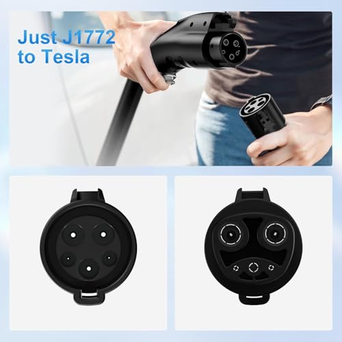 FOCSPROD J1772 to Tesla Charger Adapter, Max 80A 250V Fast Charging J1772 to NACS Adapter for Tesla Model 3/Y/X/S/Cybertruck Charging Adapter, Compatible with J1772 EV Charge to Tesla Adapter -UL 2252 - size: For Tesla Evs