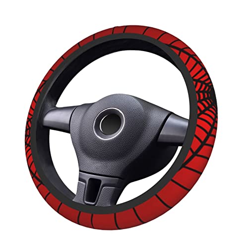 Red Spider Web Steering Wheel Cover Universal 15 Inch Cute Car Accessories Protector for Women Men - color: Red Spider Web