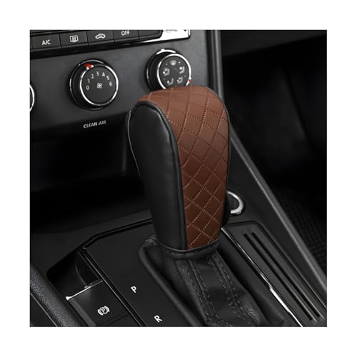Car Gear Shift Cover, Diamond Embroidery Design Anti-Slip Vehicle Shifter Lever Protector, Automotive Shift Knob Handle Decoration, Universal for SUV Automobile Truck (Black Brown) - color: Black Brown