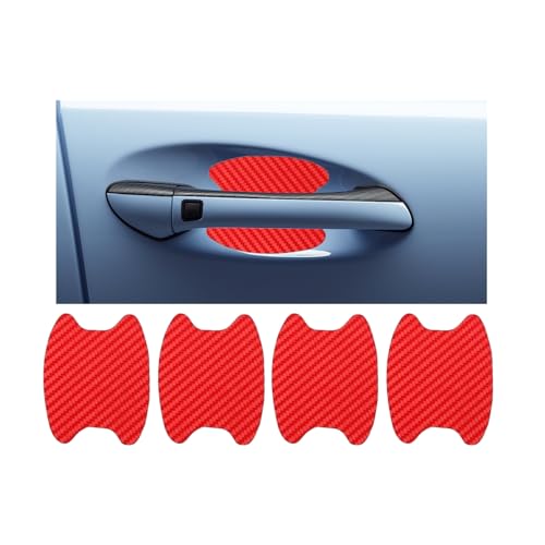 4PCS Carbon Fiber Car Door Handle Stickers, Anti-Scratches Vehicle Door Side Bowl Cup Handle Protective Film, Auto Exterior Paint Guard Decals Protecter,Car Accessories for SUV RV Truck(Red) - color: Red