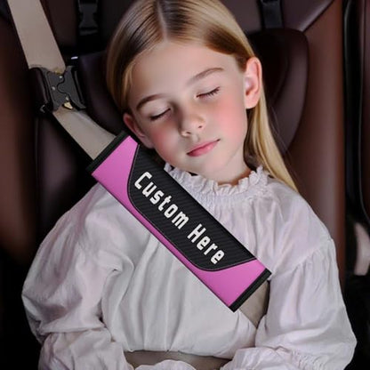 Custom Seat Belt Cover Pad – Personalized Carbon Fiber Seatbelt Covers with Logo, Text & Image – Car Accessories for Women, Men & Kids – Seatbelt Cushion Shoulder Pads for Car, Truck, SUV, Backpack - color: Pink