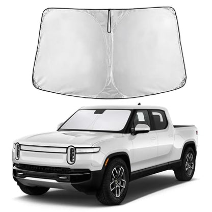 EcoNour Windshield Sunshade Compatible for Rivian R1T 2022-2024 2025 2026, Sun Visor for Front Windshield & Window Sun Shade Cover, UV Heat Blocker & Protector, Car Accessories - size: For Rivian R1t (2022-2026)