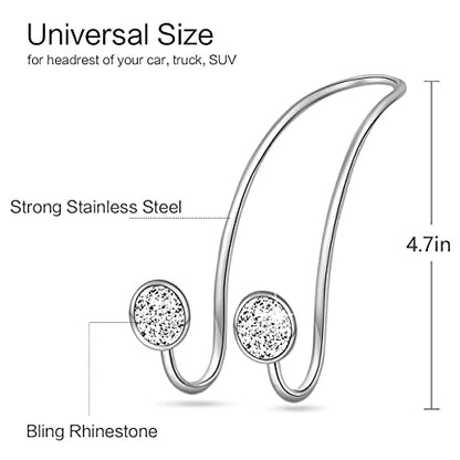 4 Pack Bling Car Hooks - Universal Car Headrest Hooks, Stainless Steel Car Seat Hooks for Women Bags & Purses (Silvery) - color: 4 Silvery