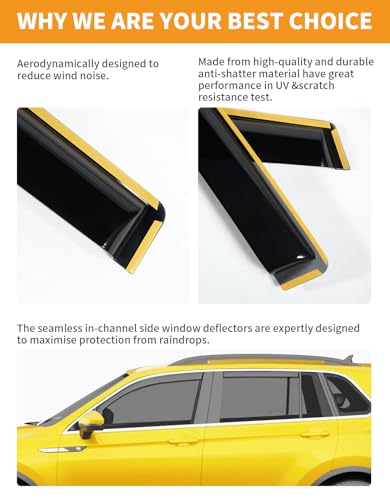 in-Channel Window Rain Guards Fit for Volkswagen VW Tiguan 2018-2024 Rain Guards Extra Durable Side Window Deflectors Visors Vent Visors Vent Shades Car Accessories -4 pcs - size: Fit for 2018-2024 Volkswagen VW Tiguan