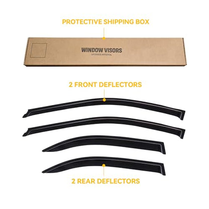 Window Visors for 2002-2006 Toyota Camry, Rain Guards Shields Vent Deflector Shade Wind Dark Smoke 2003 2004 2005 02 03 04 05 06, Tape-On, 4PCS - style: For 2002-2006 | Toyota Camry | Out-Channel