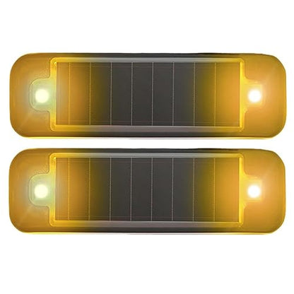 2Pack Solar Warning Lamp,WONFAST Waterproof Mini LED Solar Car Flashing Alarm Safety Lamp Bar Emergency Security Strobe Light for Bike Motorcycles SUV Truck Vehicle Night Driving (Yellow) - color: Yellow