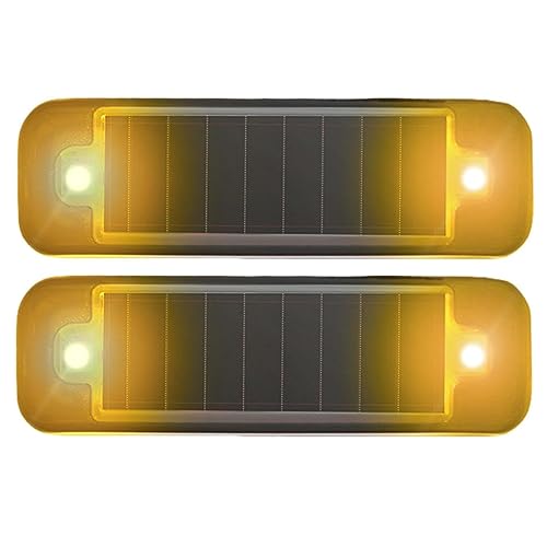 2Pack Solar Warning Lamp,WONFAST Waterproof Mini LED Solar Car Flashing Alarm Safety Lamp Bar Emergency Security Strobe Light for Bike Motorcycles SUV Truck Vehicle Night Driving (Yellow) - color: Yellow