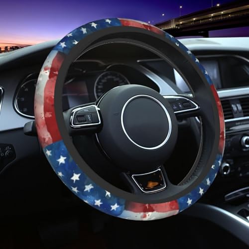 4th of July Flag Steering Wheel Covers Non Slip Neoprene Universal 15 Inch Steering Wheel Protector Car Cover for Men Women - color: 4th Of July Flag