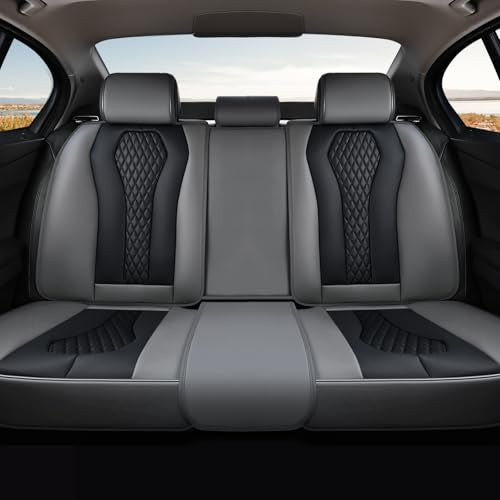 Coverado Car Seat Covers, Back Car Seat Cover, 3-Pieces Leather Seat Cover, Luxury Car Seat Cushion, Luxury Seat Cover Seat Protector Universal Most Cars Trucks SUV - color: Gray/Black, size: Back Seat Cover
