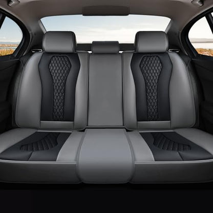 Coverado Car Seat Covers, Back Car Seat Cover, 3-Pieces Leather Seat Cover, Luxury Car Seat Cushion, Luxury Seat Cover Seat Protector Universal Most Cars Trucks SUV - color: Gray/Black, size: Back Seat Cover