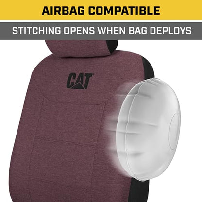 CAT CozyBlend Car Seat Covers, Burgundy Heather - Premium Jersey Fabric Seat Covers for Cars Trucks SUV, Breathable Cotton Car Seat Covers Front Seats Only, Universal Fit Automotive Interior Covers - color: Burgundy