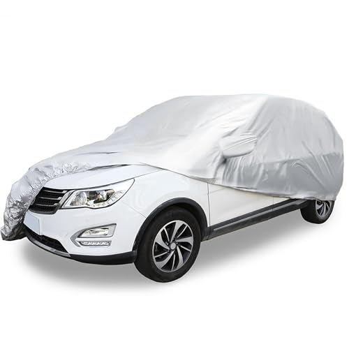ACROPIX 180T Gray Car Cover Waterproof All Weather Full Exterior Cover Rain Hail Sun Protector Car Cover Fit for SUV Length 185-189 Inch - Pack of 1 - color: Silver Tone, size: Fit for SUV Length 185-189 inch
