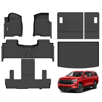 Wailtnb-All Weather Floor Mats Cargo Liner Backrest Mat for Chevrolet Suburban 7-Seats 2021-2025 2026/GMC Yukon XL with 2nd Bucket Seats Custom Fit Chevy Suburban Durable Accessories for Suburban - style: 30|For Suburban 7/Yukon XL | 2021-2026| Backrest S