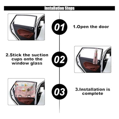 Car Window Shade for Baby, Blackout Car Window Curtain with Storage Pockets & 7 Suction Cups, Cartoon Pattern Cars Side Window Sun Shade Cover for Sun/Heat/UV Rays Protection (Pink-Giraffe) - color: Pink-Giraffe