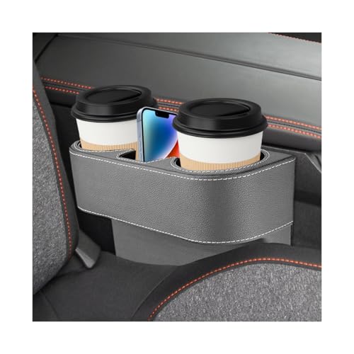 Car Seat Gap Filler Organizer, Multifunctional Auto Console Side Storage Box with Cup Holder, Universal PU Leather Cup Holder Front Seat Crevice Filler for Car Truck SUV (Gray) - color: Gray