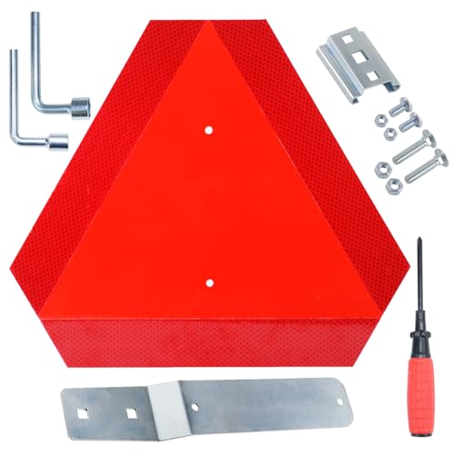 Aluminium Slow Moving Vehicle Bracket with Slow Moving Vehicle Sign for Golf Cart, Club Cars, Tractors, and any Utility Vehicles(1x Slow Moving Vehicle Triangle+1x Sign Mounting Bracket) - color: A08 1xSMV Bracket with Aluminum Sign and Toos