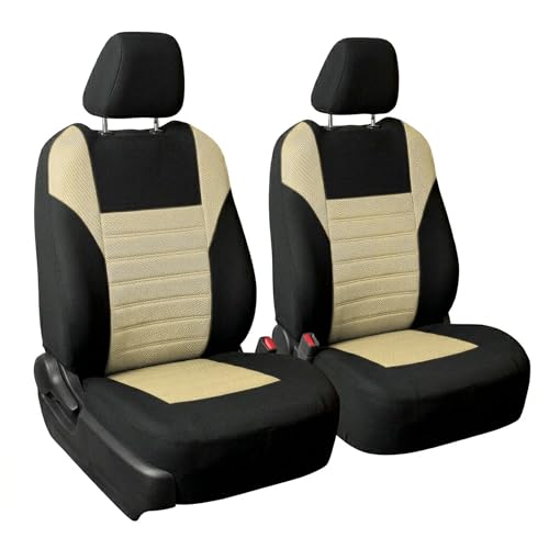 FH Group Automotive Car Seat Covers Front Set Premium 3D Air Mesh Front Seat Covers, Airbag Compatible Universal Fit Interior Accessories for Cars Trucks and SUVs - Beige - color: Beige, size: Front Set