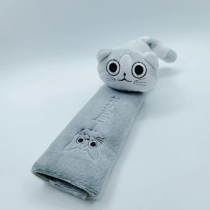 ZOSTLAND 2Pcs Car Seat Belt Pad Cover,Soft Auto Safety Strap Shoulder Pads,Plush Catoon Grey Cat Doll Seatbelt Cover,Cute Strap Covers Harness Pad,Compatible with All Cars and Backpack(2Pcs Grey Cat) - color: 2Pcs Grey Cat