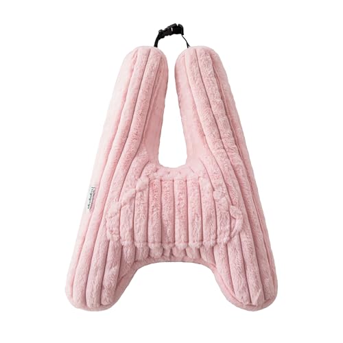 HIGOGOGO Washable Travel Pillow, Car Pillow for Kids & Adults, Upgraded Travel Pillows with Removable Soft Cover and High-Support Foam, Fix Neck and Body Sitting/Sleeping on The Trip, Pink - color: A-pink