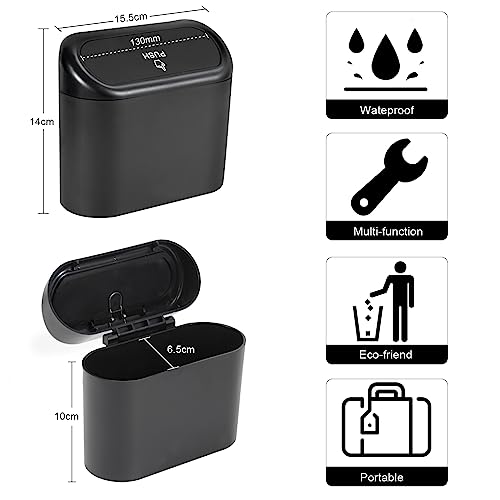 2 Packs Mini Car Trash Can Bin with Lid and 150pcs Trash Bags,Car Trash Can Bin,Car Garbage Trash Can Storage for Front Back Seat Accessories (2)…