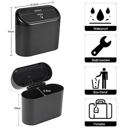 2 Packs Mini Car Trash Can Bin with Lid and 150pcs Trash Bags,Car Trash Can Bin,Car Garbage Trash Can Storage for Front Back Seat Accessories (2)…