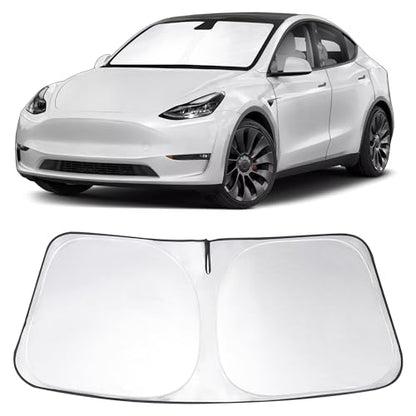 Windshield Sun Shade Custom Fit 2025 2026 Model Y Juniper/2024 Model 3 Highland /2017-2025 2026 TES-la Model Y Model 3 Accessories Foldable Front Window Sunshade Keeps Car Cool - size: For Model Y/3 2016-2025