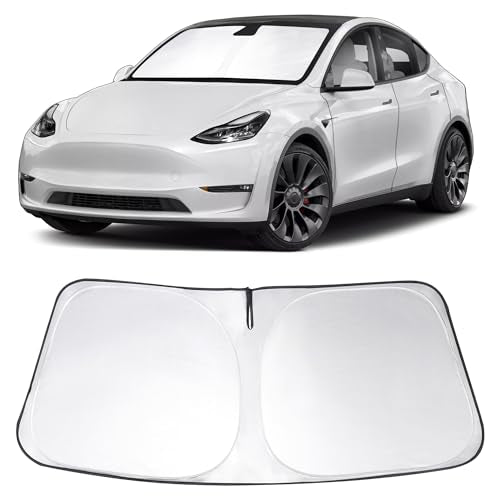 Windshield Sun Shade Custom Fit 2025 2026 Model Y Juniper/2024 Model 3 Highland /2017-2025 2026 TES-la Model Y Model 3 Accessories Foldable Front Window Sunshade Keeps Car Cool - size: For Model Y/3 2016-2025