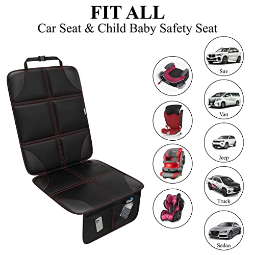 Meolsaek Car Seat Protector, Non-Slip Backing Will Not Leave Imprint, Waterproof Thicker Car Seat Cover for SUV, Sedan, Truck, Leather Car Seat Cushion (Black with Red Stitching) - color: Black with Red Stitching