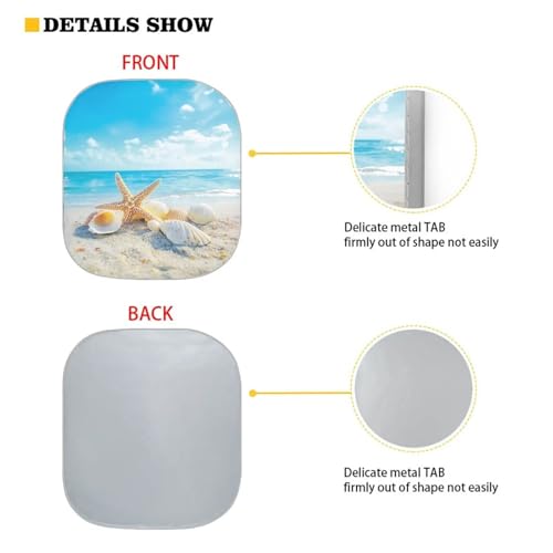 2 Piece Sun Shade for Car Windshield Sunshade Shells Starfish Print, UV Ray & Heat Block Keep Vehicle Cooler, 28.5" x 25.5" - color: Starfish Sky Blue