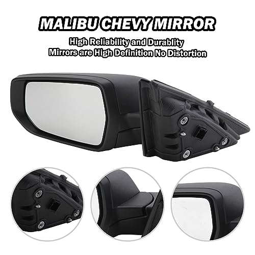 Driver Side View Mirror Compatible with Chevy Malibu 2016 2017 2018 2019 2020 2021 2022 Non Heated Without Signal Light Manual Folding LH - color: 3Pins-Textured Black, size: Left Driver Side