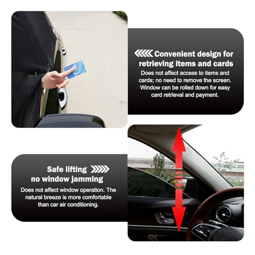 4 PCS Car Window Shades, Stretchable Side Window Full Coverage Sun Shade, Breathable Front & Rear Door Mesh Window Cover for Baby Kids Adults Pet, Universal for Most Cars (Black) - size: 4 Pcs