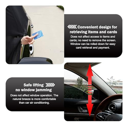 2 PCS Car Window Shades, Stretchable Side Window Full Coverage Sun Shade, Breathable Front Door Mesh Window Cover for Baby Kids Adults Pet, Universal for Most Cars (Black) - size: 2 PCS