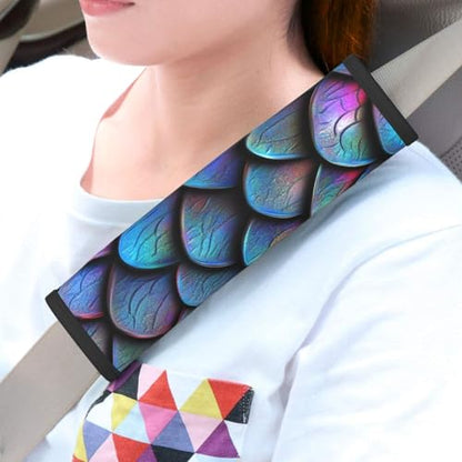 Seat Belt Cover Pads Iridescent Dragon Scales Car Seat Belt Covers for Women Men Adults Kids Soft Comfortable Auto Seatbelt Cushion Shoulder Strap Pad Handle Wraps, 1 Pair - color: Iridescent Dragon Scales