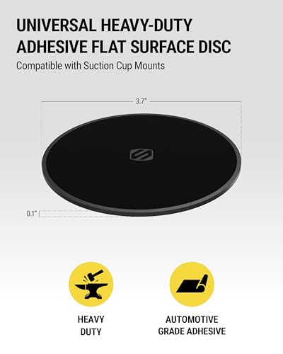 Scosche DMDHD-BPO Universal Heavy-Duty Adhesive Dashboard Pad Mounting Disk for Suction Cup Phone Holder, Dash Cam, GPS, MagicMount Flat Surface 3M Disc Mount for Car, Truck, Home - size: 1 Plate, style: Plastic 3M Mounting Disc
