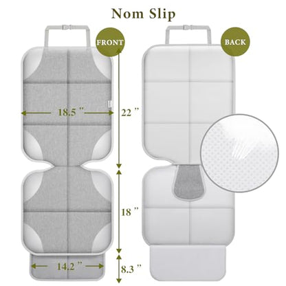 Meolsaek Car Seat Protector for Child Car Seat, Durable 600D Fabric Waterproof Car Seat Cover with Thick Pad Non-Slip Backing，No Imprints (Silver Gray-2pcs) - color: Silver Gray-2pcs