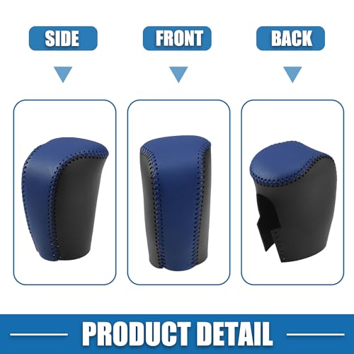 Gear Shift Head Knob Cover Transmission Lever Trim for Honda Civic 10th Gen 2016 2017 2018 2019 2020 Faux Leather Black Blue Stitches