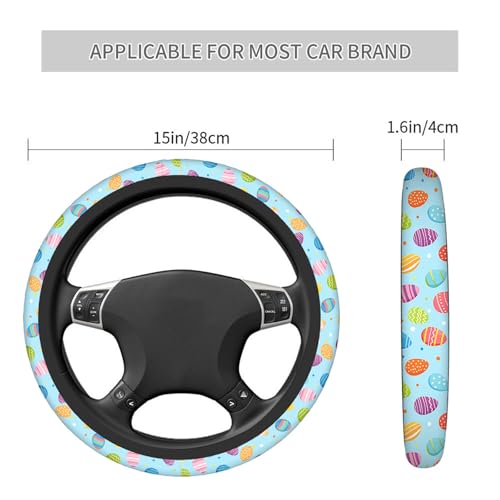 Swono Easter Eggs Steering Wheel Cover, Colorful Easter Eggs Breathable Auto Car Steering Wheel Cushion Case for Men Universal 15 Inch Steering Wheel Protection - color: Easter Eggs