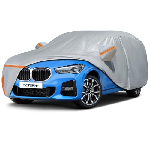 Waterproof Car Cover for 2009-2026 BMW X1, Custom-fit All Weather Sun Rain UV Dust Snow Protection Outdoor X1 Full Car Cover with Door Zipper and Cotton Lining-Gray - size: X1 Cover