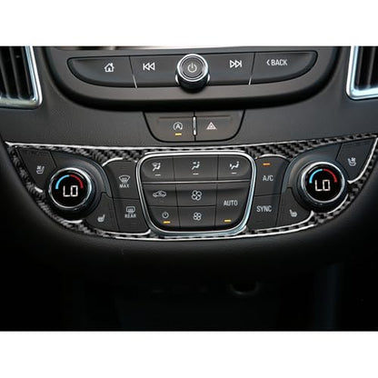 Black Carbon Fiber Compatible with Chevy/Chevrolet Malibu 2016-2025 2017 2018 2019 2020 2021 2022 2023 2024 Accessories Car Dash Climate Panel Cover Interior Trim Sticker Decal -A - color: Central Control Frame -a