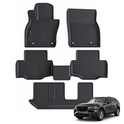 All Weather Floor Mats Fits for Mazda CX-90 2026 2025 2024 8 seat 3 Rows TPE Rubber Liners Accessoires for Mazda CX90 All Season Guard Odorless Anti-Slip Mats - size: cx90 8p|2024-2026|floor mats